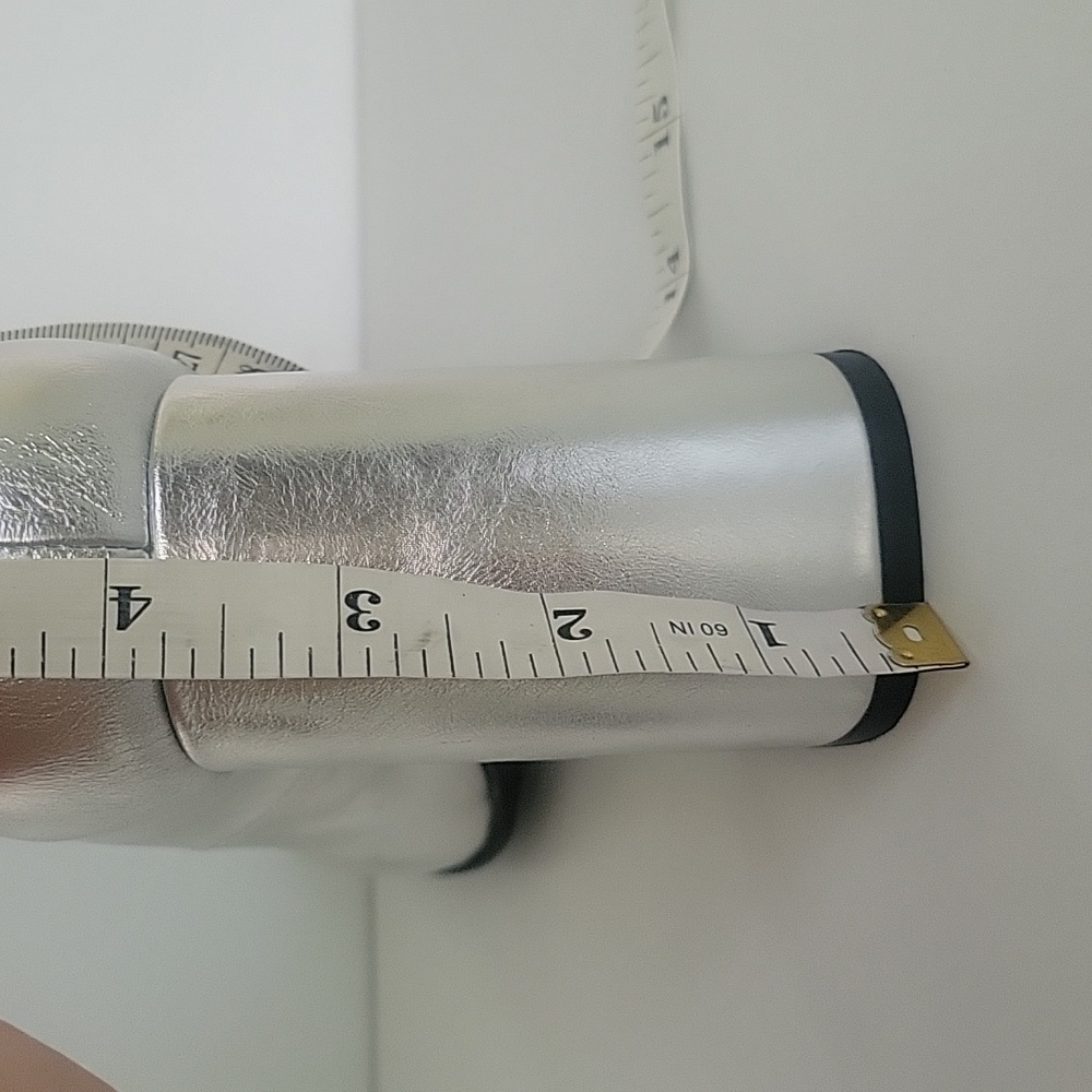 Silver womans high heel chunky heel square toe pumps party dress - Picture 8 of 8